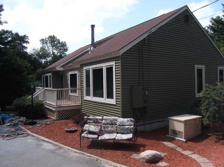 Before and after comparison of completed roofing project in Worcester